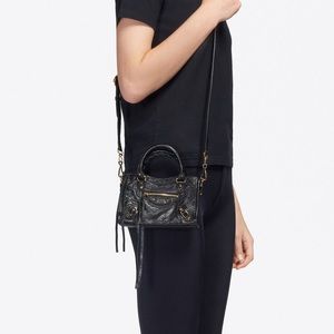 Balenciaga City Nano in black with gold hardware🖤